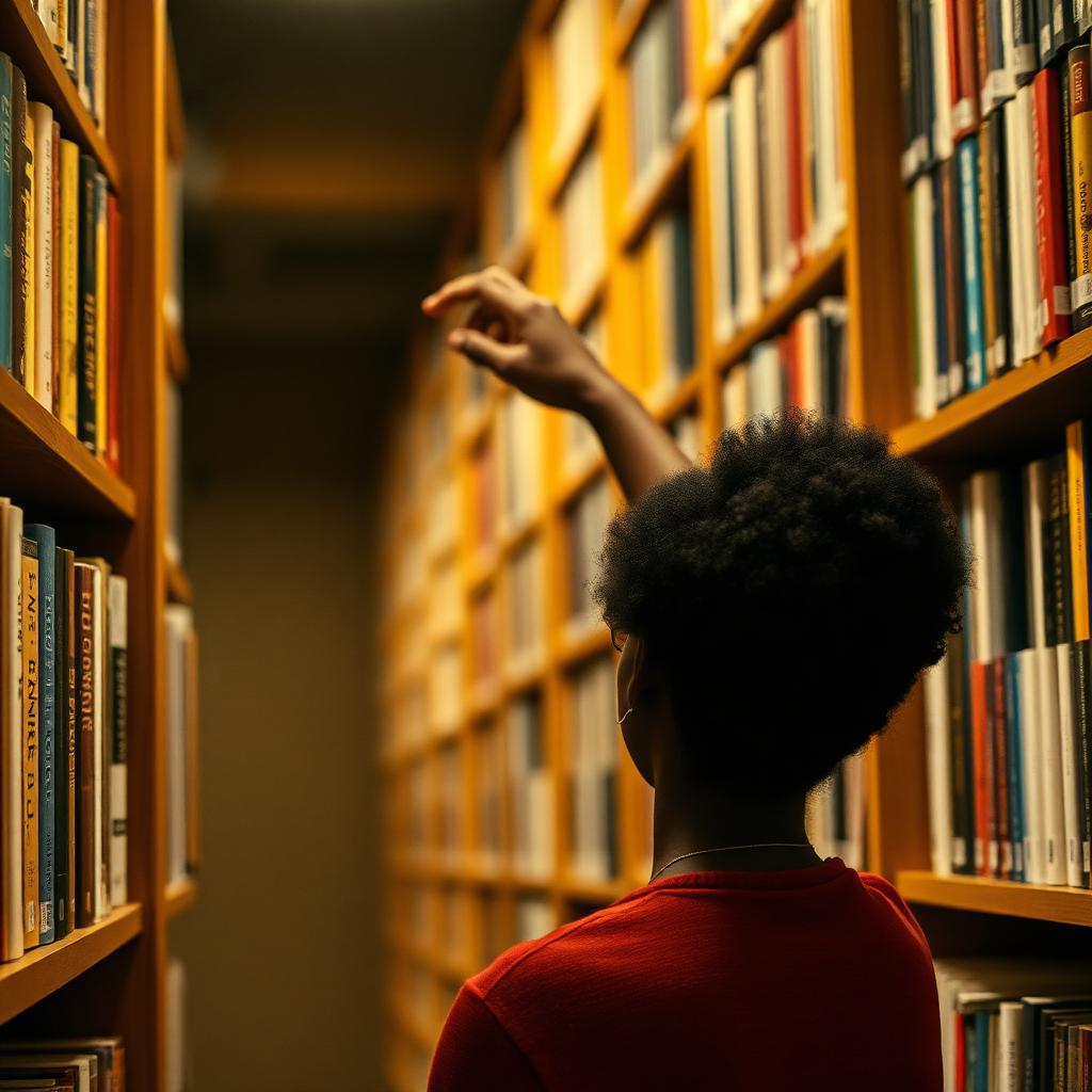 Shelves of Book Club selections between conversations